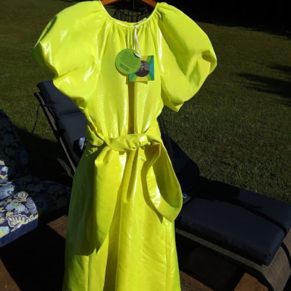 Christopher John Rogers, Yellow Puff Sleeve Dress - Picture 2 of 5